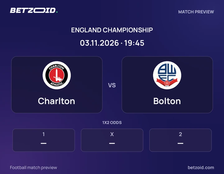 Charlton vs Bolton: England Championship match preview with team badges and kick-off details.