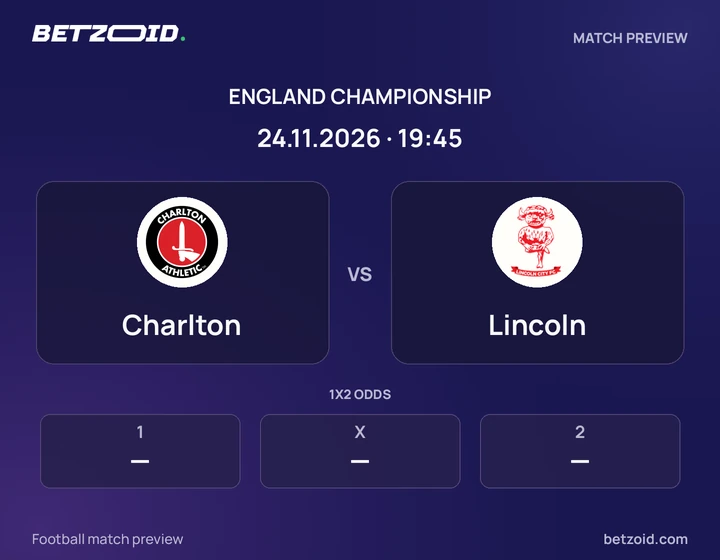 Charlton vs Lincoln: England Championship match preview with team badges and kick-off details.