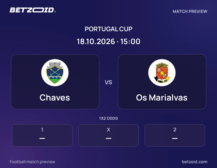 Chaves vs Os Marialvas: Portugal Cup match preview with team badges and kick-off details.