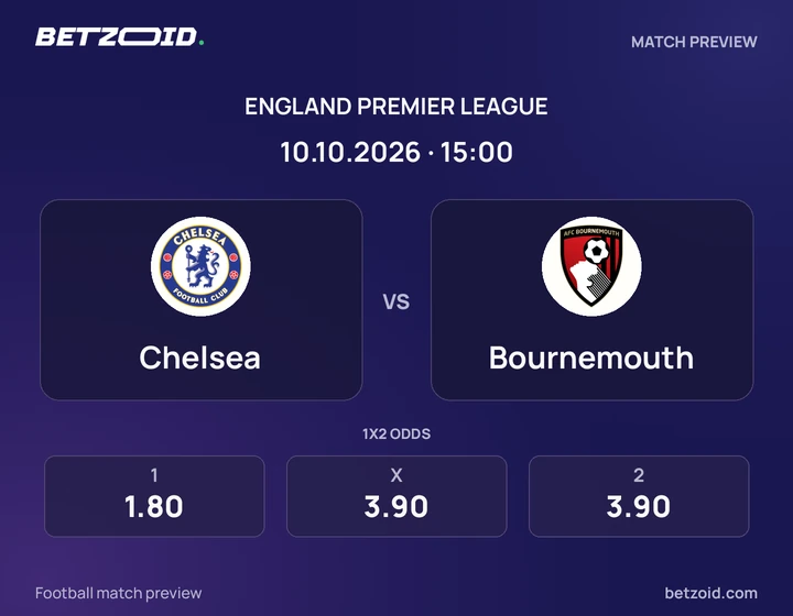 Chelsea - Bournemouth Chelsea vs Bournemouth: England Premier League match preview with team badges and kick-off details.