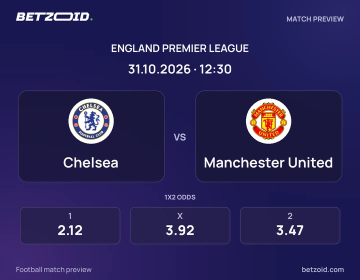 Chelsea – Manchester United Chelsea – Manchester United: presentazione della partita di Premier League con stemmi e orario di inizio.