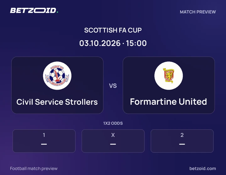 Civil Service Strollers - Formartine United Civil Service Strollers vs Formartine United: Scottish FA Cup match preview with team badges and kick-off details.