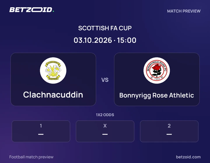 Clachnacuddin vs Bonnyrigg Rose Athletic: Scottish FA Cup match preview with team badges and kick-off details.