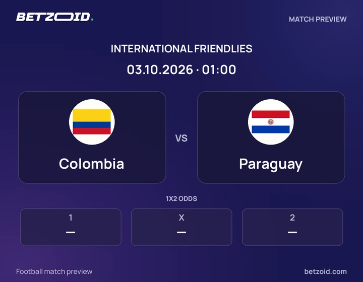 Colombia - Paraguay Colombia vs Paraguay: International Friendlies match preview with team badges and kick-off details.