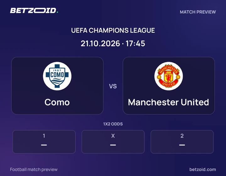 Como - Manchester United Como vs Manchester United: UEFA Champions League match preview with team badges and kick-off details.