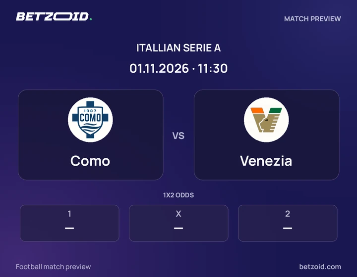 Como - Venezia Como vs Venezia: Itallian Serie A match preview with team badges and kick-off details.