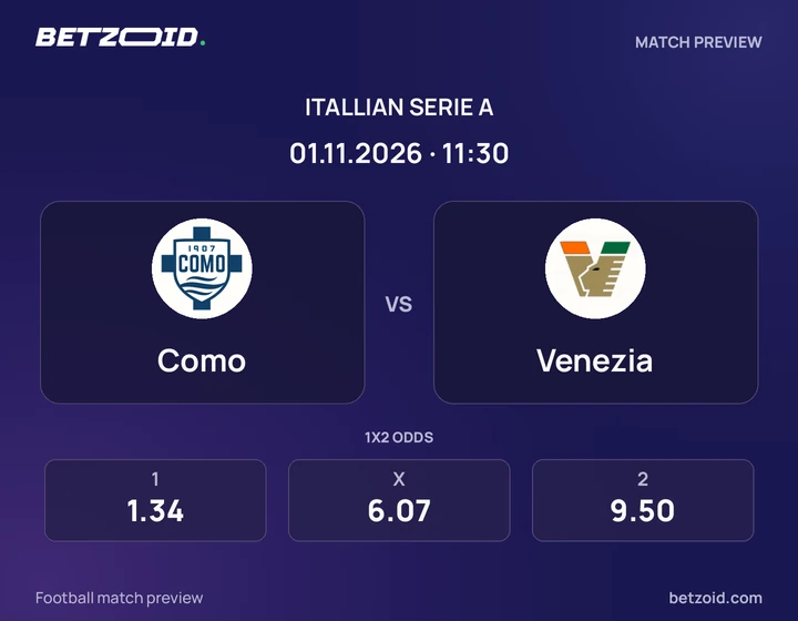 Como – Venezia Como – Venezia: presentazione della partita di Serie A con stemmi e orario di inizio.