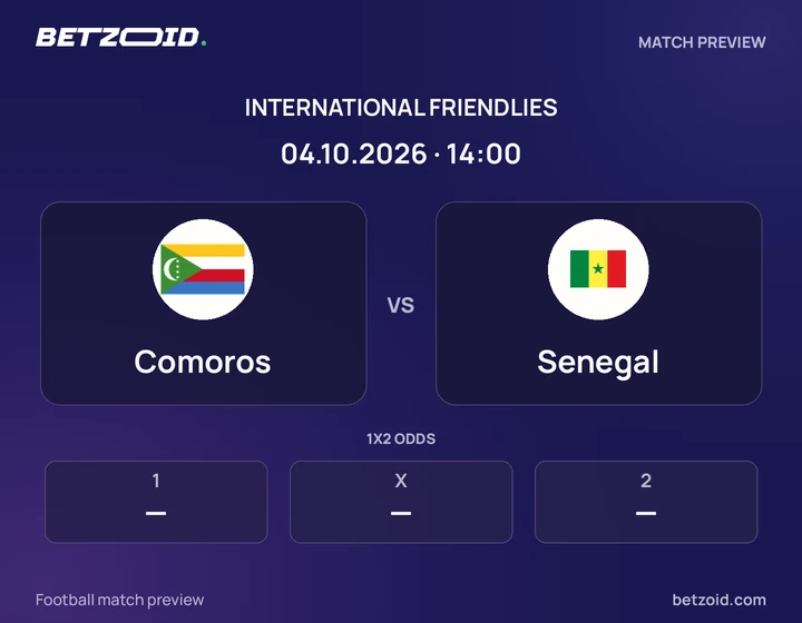 Comoros vs Senegal: International Friendlies match preview with team badges and kick-off details.