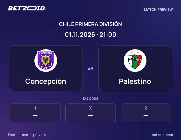 Concepción - Palestino Concepción vs Palestino: Chile Primera División match preview with team badges and kick-off details.
