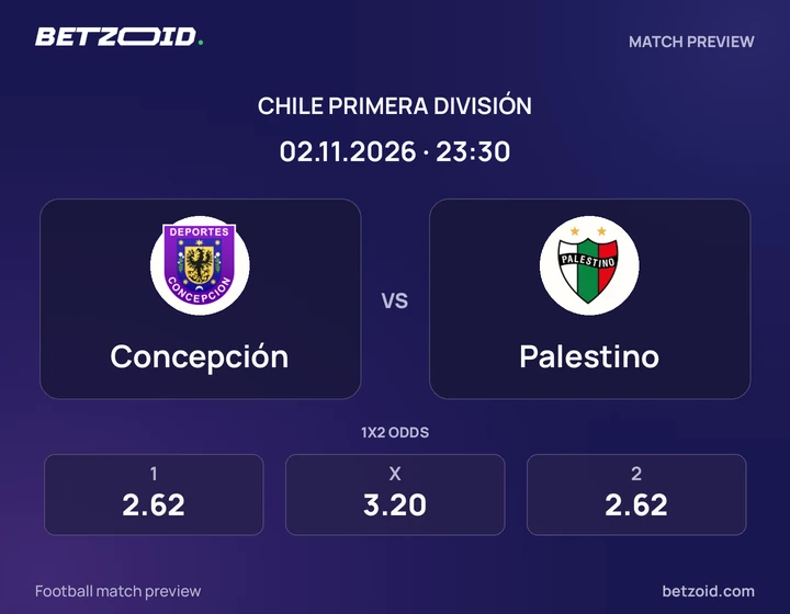 Concepción - Palestino Concepción vs Palestino: Chile Primera División match preview with team badges and kick-off details.