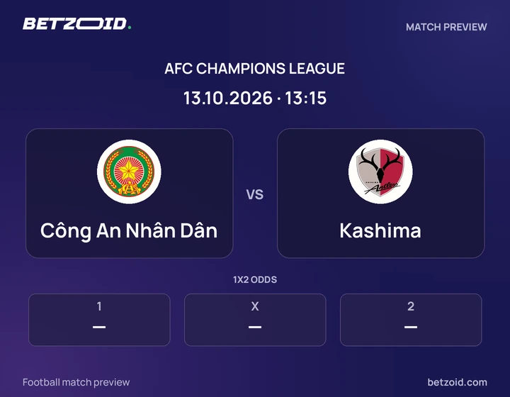 Công An Nhân Dân - Kashima Công An Nhân Dân vs Kashima: AFC Champions League match preview with team badges and kick-off details.
