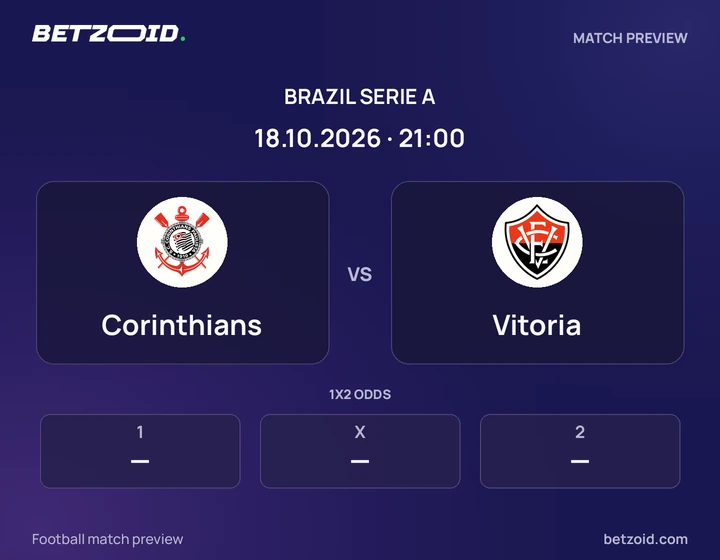 Corinthians vs Vitoria: Brazil Serie A match preview with team badges and kick-off details.