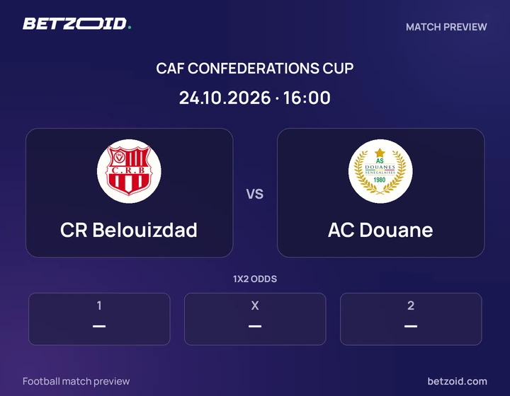 CR Belouizdad - AC Douane CR Belouizdad vs AC Douane: CAF Confederations Cup match preview with team badges and kick-off details.