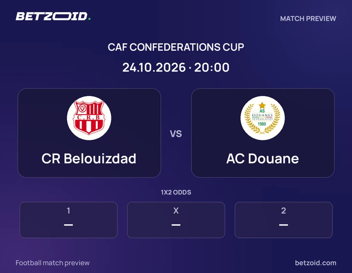 CR Belouizdad - AC Douane CR Belouizdad vs AC Douane: CAF Confederations Cup match preview with team badges and kick-off details.