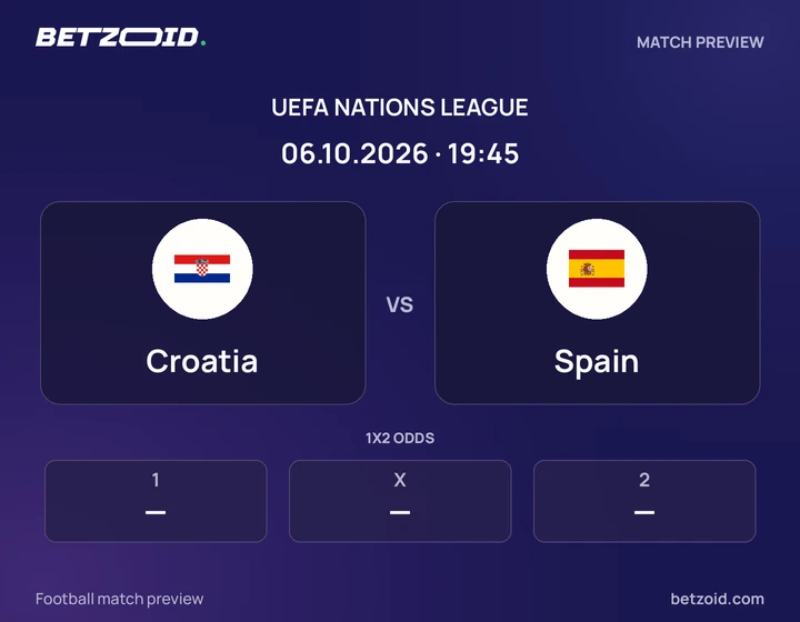 Croatia - Spain Croatia vs Spain: UEFA Nations League match preview with team badges and kick-off details.