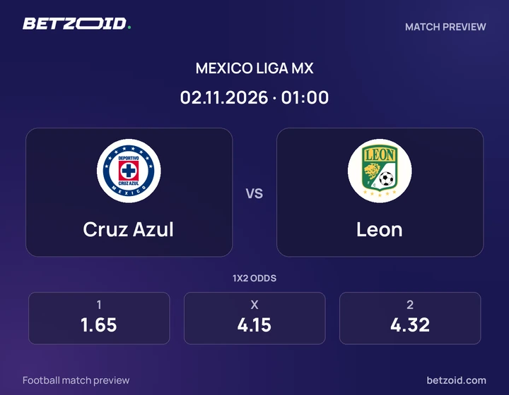 Cruz Azul vs. León Cruz Azul vs. León: previa del partido de Liga MX, con escudos y datos del encuentro.