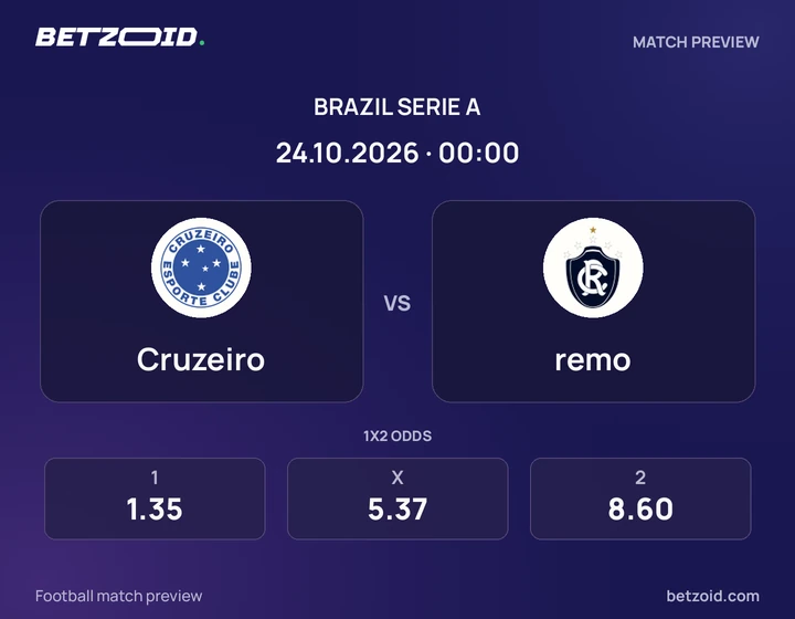 Cruzeiro x remo Cruzeiro x remo: prévia do jogo de Brasileirão Série A, com escudos e informações da partida.