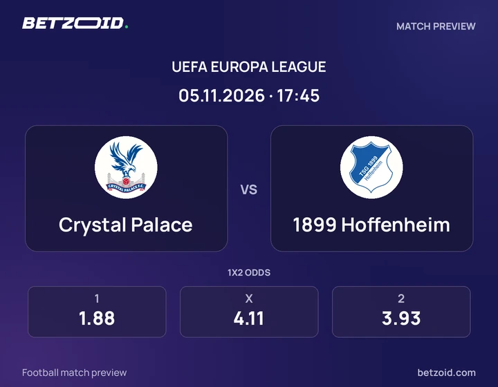 Crystal Palace - 1899 Hoffenheim Crystal Palace vs 1899 Hoffenheim: UEFA Europa League match preview with team badges and kick-off details.