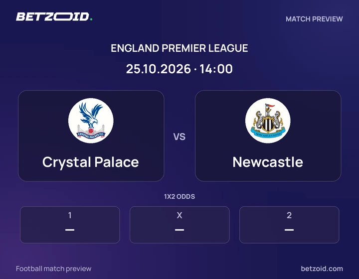 Crystal Palace - Newcastle Crystal Palace vs Newcastle: England Premier League match preview with team badges and kick-off details.