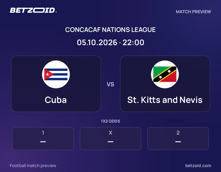 Cuba - St. Kitts and Nevis Cuba vs St. Kitts and Nevis: CONCACAF Nations League match preview with team badges and kick-off details.