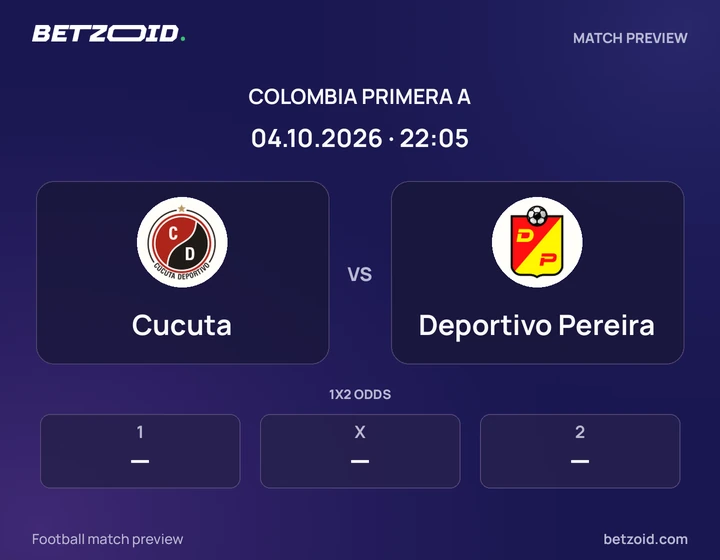 Cucuta vs Deportivo Pereira: Colombia Primera A match preview with team badges and kick-off details.