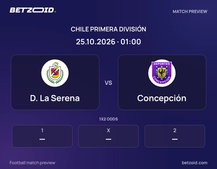D. La Serena vs Concepción: Chile Primera División match preview with team badges and kick-off details.