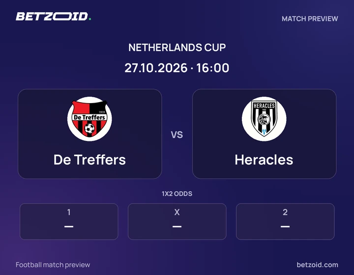 De Treffers - Heracles De Treffers vs Heracles: Netherlands Cup match preview with team badges and kick-off details.