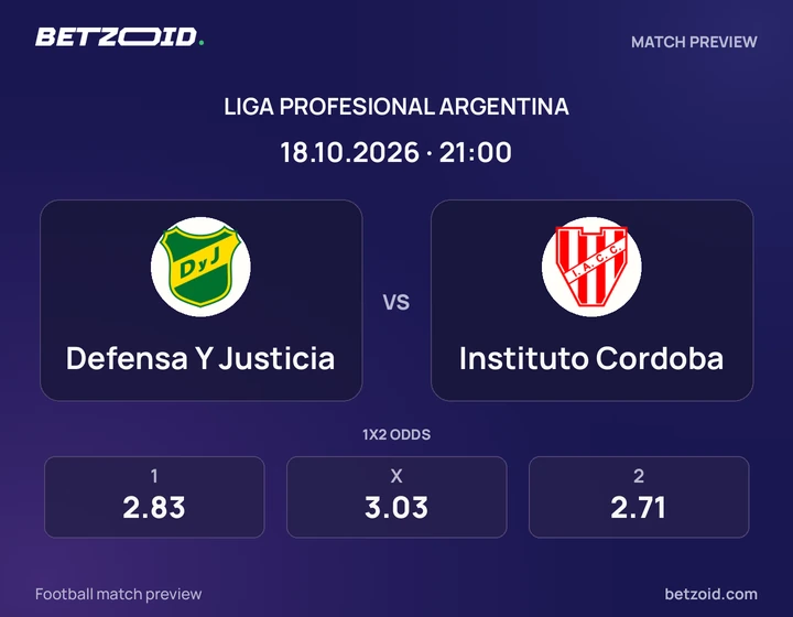 Defensa Y Justicia vs. Instituto Cordoba Defensa Y Justicia vs. Instituto Cordoba: imagen del partido de Liga Profesional Argentina.