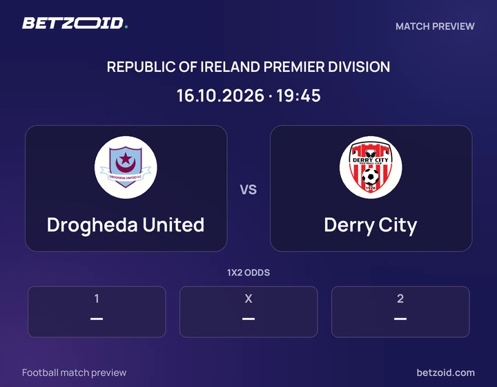 Drogheda United - Derry City Drogheda United vs Derry City: Republic of Ireland Premier Division match preview with team badges and kick-off details.
