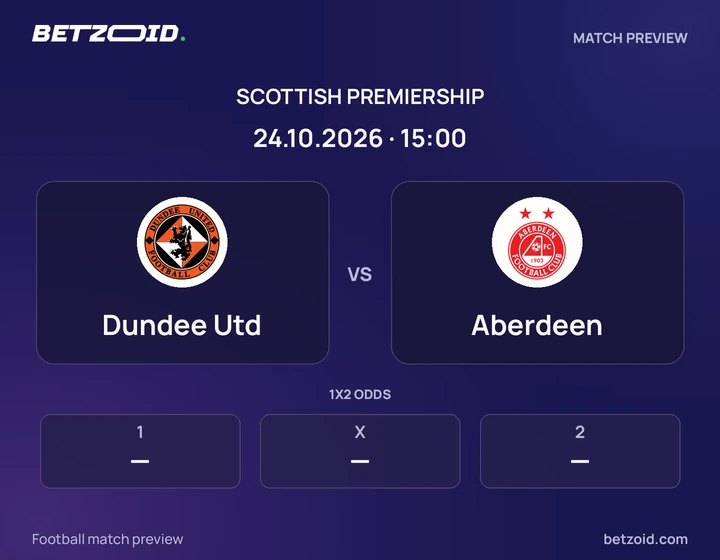 Dundee Utd vs Aberdeen: Scottish Premiership match preview with team badges and kick-off details.