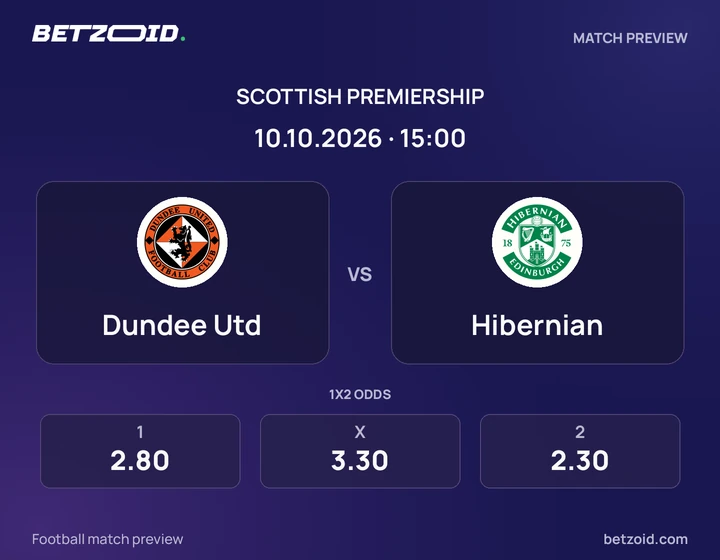Dundee Utd - Hibernian Dundee Utd vs Hibernian: Scottish Premiership match preview with team badges and kick-off details.