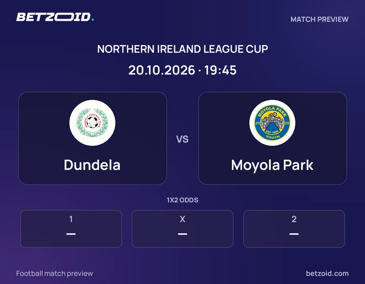 Dundela vs Moyola Park: Northern Ireland League Cup match preview with team badges and kick-off details.