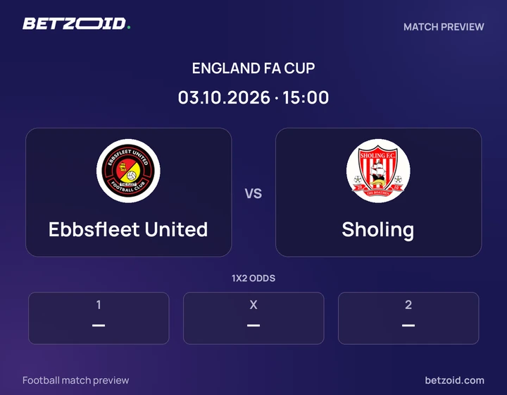 Ebbsfleet United - Sholing Ebbsfleet United vs Sholing: England FA Cup match preview with team badges and kick-off details.