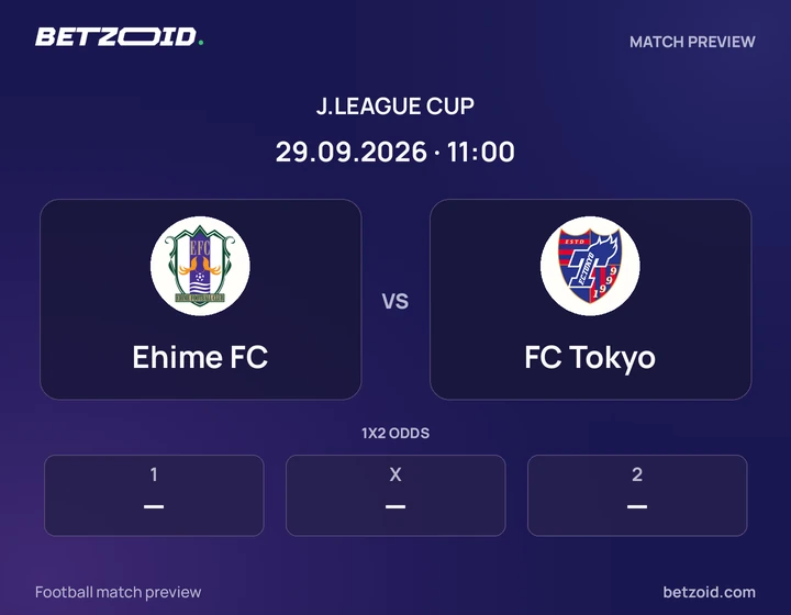 Ehime FC vs FC Tokyo: J.League Cup match preview with team badges and kick-off details.