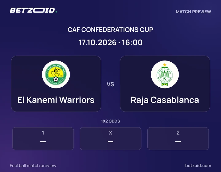 El Kanemi Warriors - Raja Casablanca El Kanemi Warriors vs Raja Casablanca: CAF Confederations Cup match preview with team badges and kick-off details.