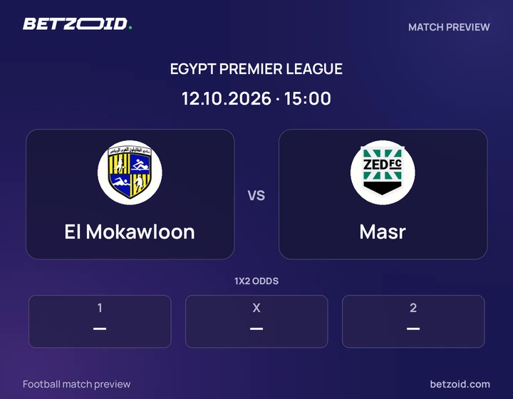 El Mokawloon - Masr El Mokawloon vs Masr: Egypt Premier League match preview with team badges and kick-off details.