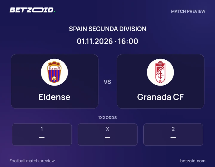 Eldense vs Granada CF: Spain Segunda Division match preview with team badges and kick-off details.