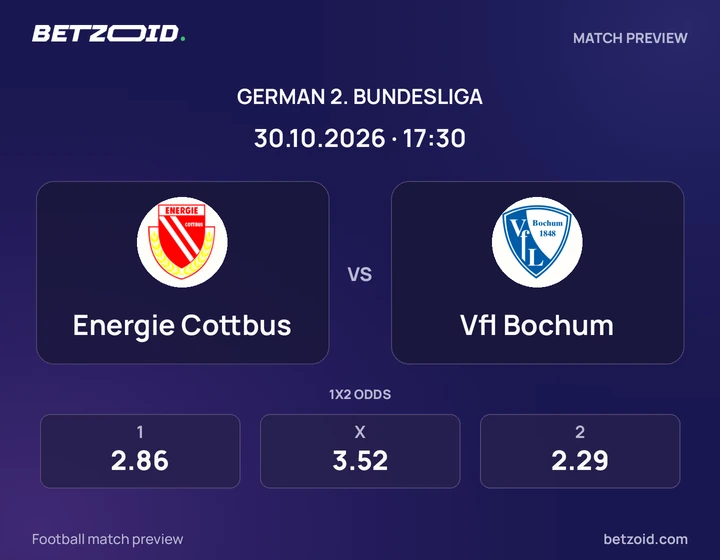 Energie Cottbus - Vfl Bochum Energie Cottbus vs Vfl Bochum: German 2. Bundesliga match preview with team badges and kick-off details.