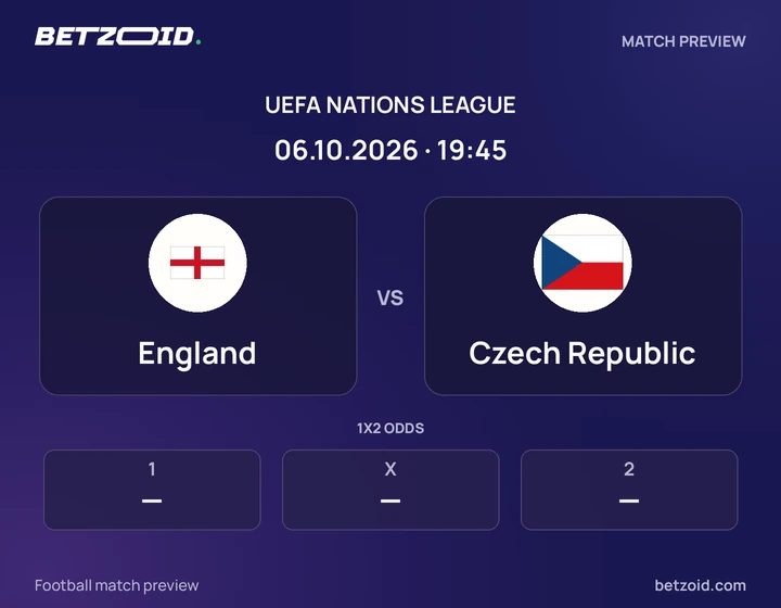 England vs Czech Republic: UEFA Nations League match preview with team badges and kick-off details.