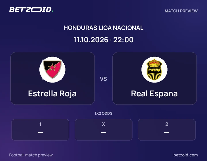 Estrella Roja vs Real Espana: Honduras Liga Nacional match preview with team badges and kick-off details.
