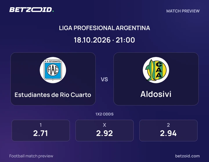 Estudiantes de Rio Cuarto vs. Aldosivi Estudiantes de Rio Cuarto vs. Aldosivi: imagen del partido de Liga Profesional Argentina.