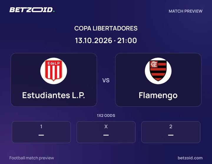 Estudiantes L.P. - Flamengo Estudiantes L.P. vs Flamengo: Copa Libertadores match preview with team badges and kick-off details.