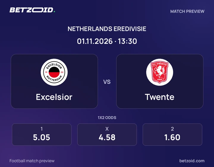 Excelsior – FC Twente Excelsior – FC Twente: wedstrijdafbeelding voor Eredivisie.