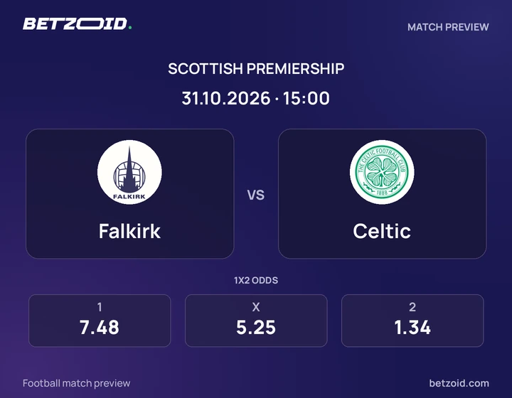 Falkirk - Celtic Falkirk vs Celtic: Scottish Premiership match preview with team badges and kick-off details.