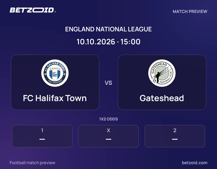 FC Halifax Town - Gateshead FC Halifax Town vs Gateshead: England National League match preview with team badges and kick-off details.