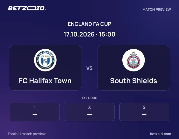 FC Halifax Town - South Shields FC Halifax Town vs South Shields: England FA Cup match preview with team badges and kick-off details.