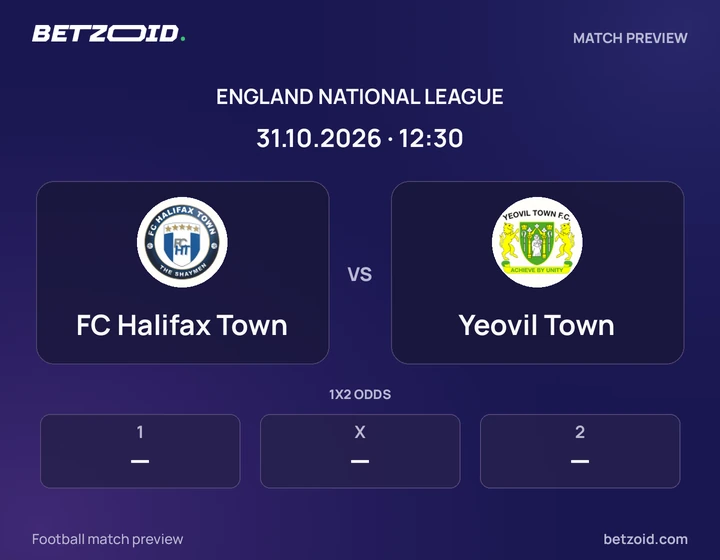 FC Halifax Town - Yeovil Town FC Halifax Town vs Yeovil Town: England National League match preview with team badges and kick-off details.