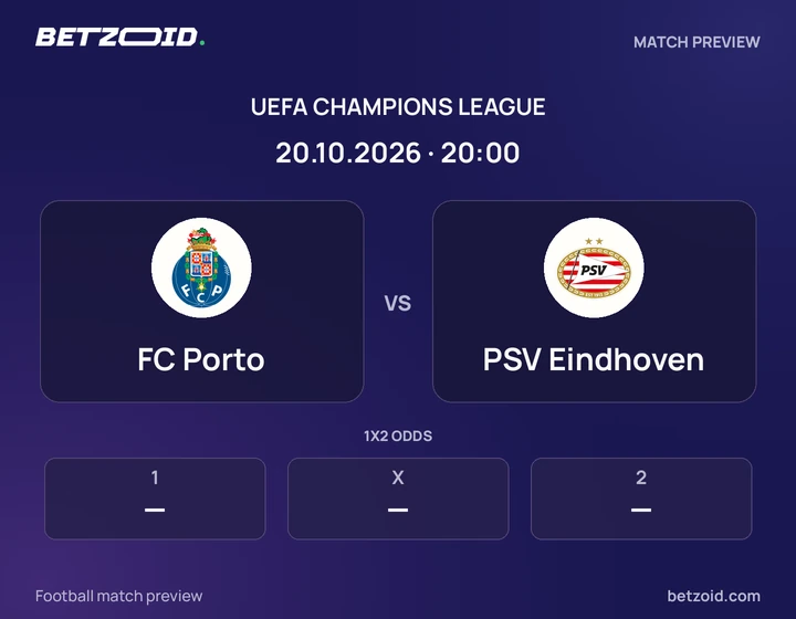 FC Porto - PSV Eindhoven FC Porto vs PSV Eindhoven: UEFA Champions League match preview with team badges and kick-off details.