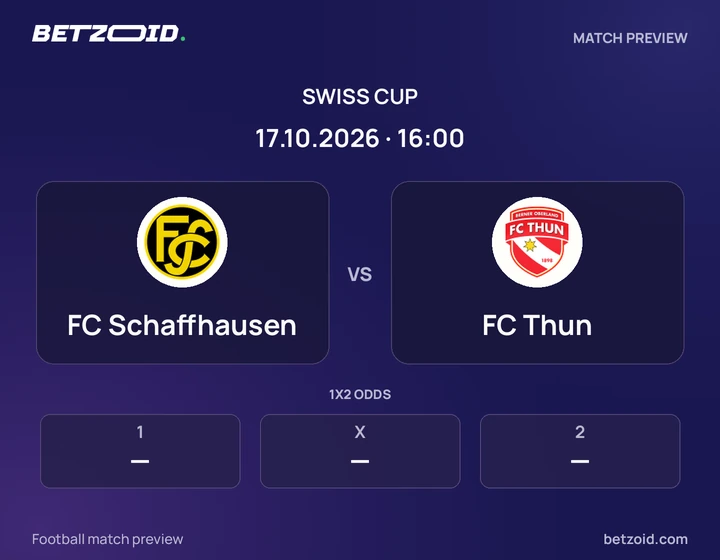 FC Schaffhausen vs FC Thun: Swiss Cup match preview with team badges and kick-off details.