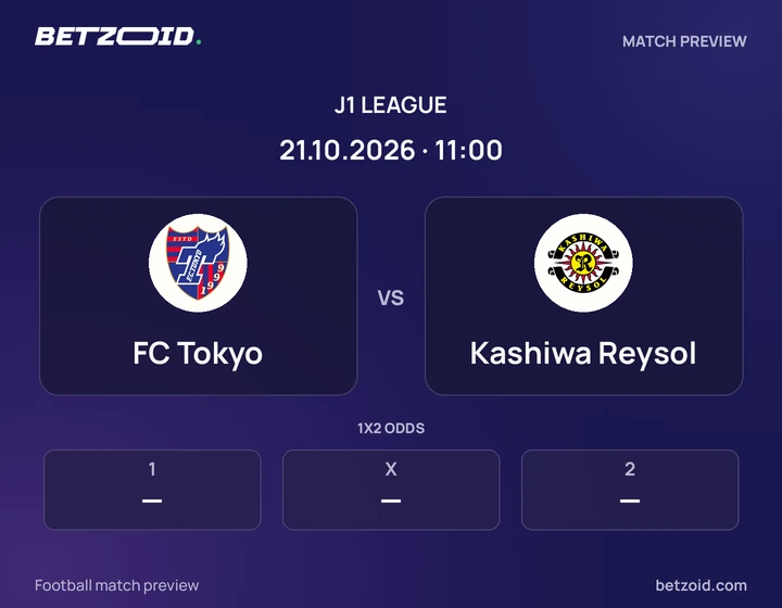 FC Tokyo vs Kashiwa Reysol: J1 League match preview with team badges and kick-off details.